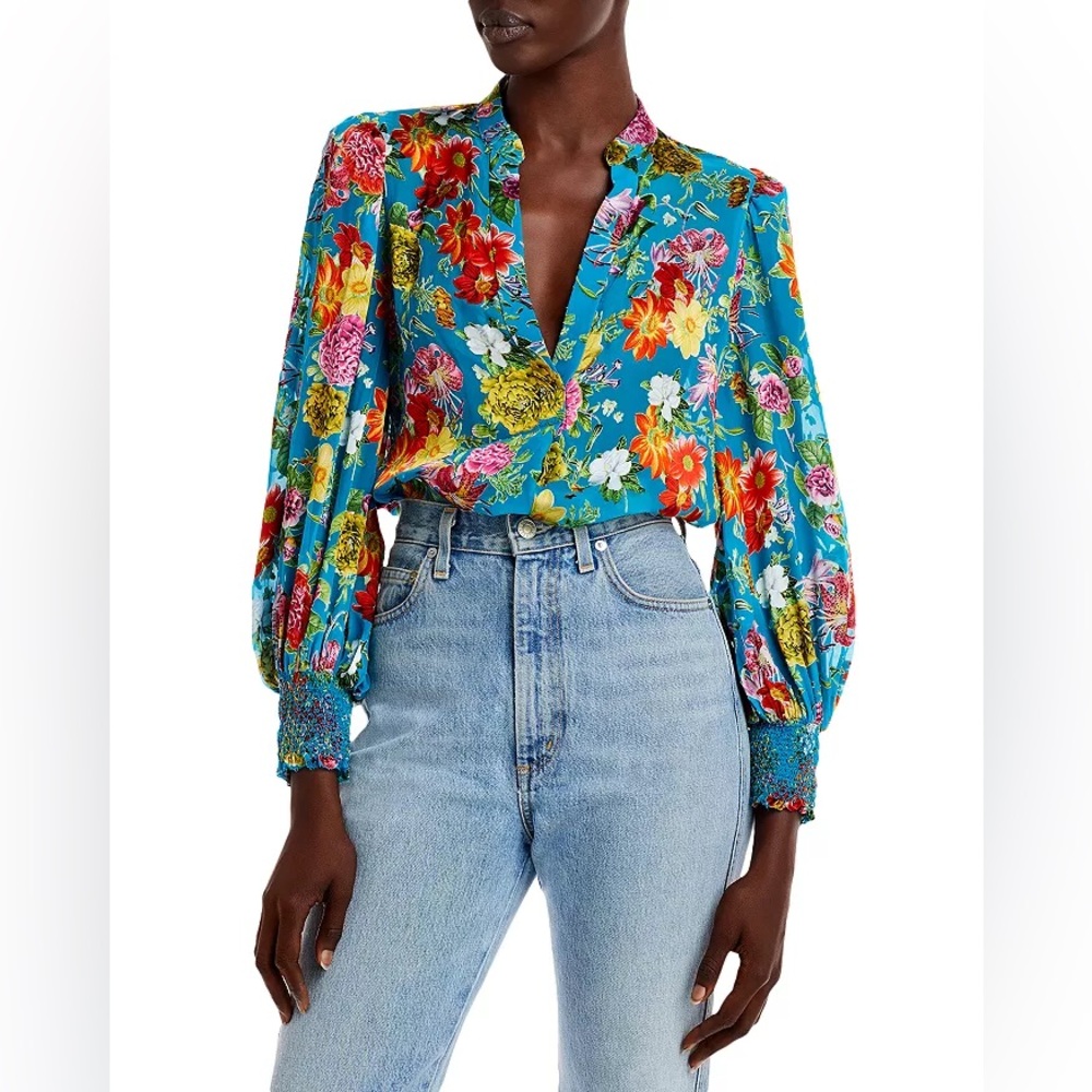 Alice + Olivia Multicolor Floral Blouse small